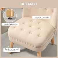 HOMCOM Poltrona per Salotto in Velluto con Seduta Imbottita e Trapuntata a Bottoni, 60x66x79 cm, Beige(m-5)