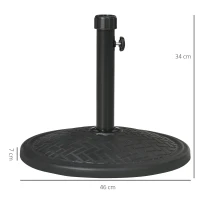Outsunny Base para Sombrilla de 14 kg Pie de Parasol para Mástil de Ø32-38 mm para Jardín Terraza Patio Ø46x34 cm Negro(m-3)
