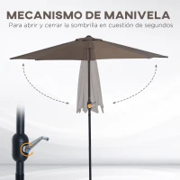 Outsunny Sombrilla 269x138x236 cm Parasol de Jardín con Manivela y Forma Semicircular para Exterior Terraza Patio Piscina Café(m-4)