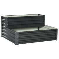 Outsunny Jardinera Exterior de Acero con Diseño de Escalera para Cultivos Plantas Flores 120x101x58 cm Gris Oscuro