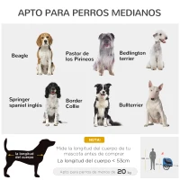 PawHut Remolque Bicicleta Perros Mascota 1 Bandera 8 Reflectores Remolque Bici 130x73x90 cm Azul Negro(m-8)