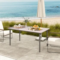 Outsunny Garden Table, Outdoor Dining Table for 6 People, 160 x 90 x 74 cm, with Rust Resistant Metal Frame, WPC Top, for Balcony, Terrace, Light Grey(m-8)