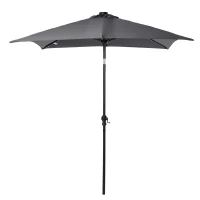 Outsunny Parasol de Terraza 268x205x248 cm con Techo Inclinable hasta 45° Luces LED Solares e Impermeable Gris Oscuro(m-11)