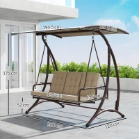 Outsunny Convertible Three-Seater Swing Bed - Khaki(m-3)