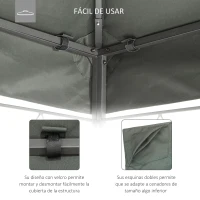 Outsunny Toldo de Repuesto 4x3 m con Techo Doble para Cenador con Orificios de Drenaje Solo Toldo NO Incluye Marco Gris Oscuro(m-6)