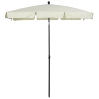 Outsunny Sombrilla de Terraza de Aluminio 198x130x245 cm Parasol de Jardín Rectangular con Función de Inclinación Beige(m-10)