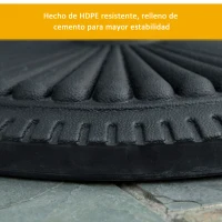 Outsunny Base para Sombrilla de Jardín Peso Neto 14 kg Soporte de Parasol Apto para Postes de 35mm/38mm/48mm Rellena de Cemento Metal para Terraza Exterior Ø49x32 cm Negro(m-5)