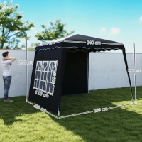 Outsunny 2.4 x 2.4m Two Wall Pop Up Gazebo - Black(m-3)