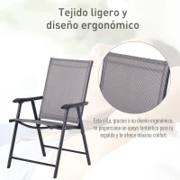 Outsunny Conjunto de 2 Sillas Plegables para Exterior con Reposabrazos  para Jardín Terraza Carga 110 kg 58x64x94 cm Gris(m-4)