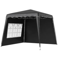 Outsunny 2.4 x 2.4m Two Wall Pop Up Gazebo - Black(m-10)