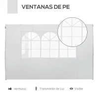 Outsunny 2 Paredes Parte Laterales para Carpa 2,95x2 m Lado Parasol de Gazebo Tela Oxford con Ventana Medidas Apto para 3x3 3x6 Blanco(m-6)