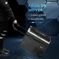 Outsunny Nevera Compresor Portátil 60L Nevera Portátil Eléctrica para Coche Congelador CC 12V/24V hasta -20℃ con Pantalla LED Táctil Asa Retráctil Ruedas para Camping Viajes 71,1x46x57,1 cm Negro(m-7)