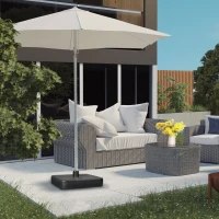 Outsunny Base de Sombrilla de Jardín Cuadrada Mástil Ø32-38 mm Rellenable de Arena 12 kg y Agua 9L 38x38x12 cm Negro(m-9)