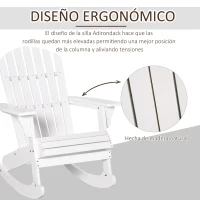 Outsunny Silla Adirondack de Madera 77x94x97 cm para Jardín Terraza Exterior de Estilo Rústico Carga 130kg Blanco(m-5)