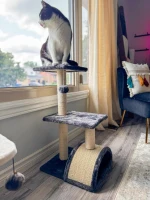 PawHut 72cm Cat Tree with Scratching Post, Pad for Indoor Cats - Black(m-12)