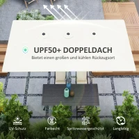 Outsunny Podwójny parasol, 451 x 264 cm Parasol z systemem korbkowym, 12 metalowych żeber, maszt z aluminium, Kremowy(m-5)