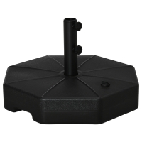 Outsunny Base de Sombrilla Rellenable de Agua 28 kg o Arena 40 kg Soporte de Parasol Octagonal Apto para Postes de 38mm 48 mm para Jardín Terraza Ø60x36 cm Negro