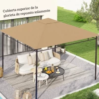 Outsunny Techo de Repuesto 300x300 cm para Cenador de Jardín Cubierta de Repuesto de Gazebo Pabellón Exterior con 8 Orificios de Drenaje y Ventilación Beige(m-2)