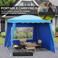 Outsunny 2.4 x 2.4m Two Wall Pop Up Gazebo - Blue(m-8)