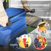 Outsunny Carro Plegable con Bolsa Térmica Desmontable Longitud y Ángulo del Mango Ajustables y Bolsa de Transporte Azul(m-6)