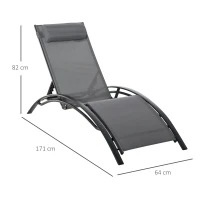 Outsunny Tumbona Reclinable de Aluminio con Respaldo Ajustable en 5 Posiciones y Reposacabezas Extraíble Acolchado Textelino(m-3)