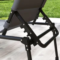 Outsunny Tumbona de Jardín con Toldo Ajustable Respaldo Regulable en 4 Niveles Reposacabezas para Terraza 70x200x45 cm Gris(m-9)