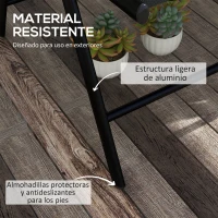 Outsunny 2 Sillas de Camping Plegables con Reposacabezas Reposabrazos y Marco de Aluminio Carga 130 kg 54x67x108 cm Negro(m-5)