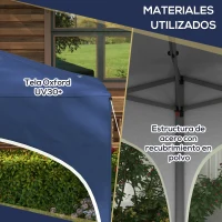 Outsunny Cenador de Jardín Plegable con Altura Ajustable Bolsa de Transporte Impermeable Anti-UV y Bolsas de Arena Azul Oscuro(m-7)
