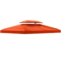 Outsunny Techo de Repuesto para Cenador 4x3 m Cubierta de Repuesto con Techo Doble 10 Orificios de Drenaje y Protección UV Toldo de Recambio para Pabellón Gazebo Rojo(m-1)