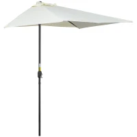 Outsunny Sombrilla Rectangular 230x130x245 cm Parasol para Pared Media Sombrilla con Manivela Protección UV 30+ Impermeable Sombrilla para Balcón Terraza Jardín Beige(m-10)