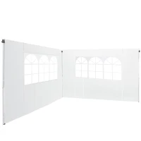 Outsunny 2 Paredes Parte Laterales para Carpa 2,95x2 m Lado Parasol de Gazebo Tela Oxford con Ventana Medidas Apto para 3x3 3x6 Blanco(m-11)