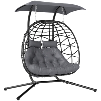 Outsunny Two-Seater Rattan Egg Chair - Black