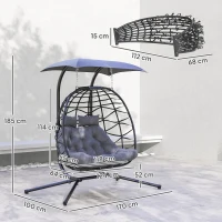 Outsunny Two-Seater Rattan Egg Chair - Black(m-3)