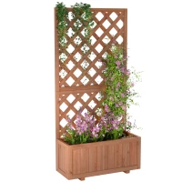 Outsunny Jardinière avec Treillis - bac à Fleurs - jardinière sur Pied - dim. 72,5L x 31,5l x 149,5H cm Inserts d'irrigation Inclus Bois Sapin pré-huilé(m-1)