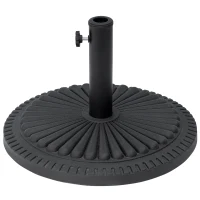 Outsunny Base para Sombrilla de Jardín Peso Neto 14 kg Soporte de Parasol Apto para Postes de 35mm/38mm/48mm Rellena de Cemento Metal para Terraza Exterior Ø49x32 cm Negro(m-10)