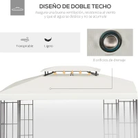 Outsunny Techo de Repuesto 4x3 m para Cenador de Jardín Cubierta de Reemplazo para Pabellón de 2 Niveles Transpirable con 8 Orificios de Drenaje para Patio Exterior Beige(m-4)