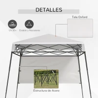 Outsunny Cenador Plegable 220x220x200 cm con 1 Pared Lateral Bolsa de Transporte Impermeable y Protección UV50+ Blanco(m-4)