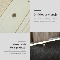 Outsunny Huerto Urbano Mesa de Cultivo 118x55x83 cm Elevado de Madera con Estante Tela Geotextil Ruedas con Frenos Portátil para Cultivo en Jardín Terraza Color Natural(m-7)