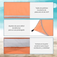 Outsunny Tienda de Playa para 2-3 Personas Pop-Up con Ventanas tipo Refugio  Protección Solar UV 200x150x119 cm Naranja(m-6)
