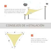 Outsunny Toldo Vela Triangular 6x6x6 m Vela de Sombra para Jardín Patio Terraza Poliéster Anti UV Color Arena(m-6)