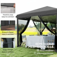 Outsunny 3 x 6m Pop Up Gazebo, Outdoor Canopy Shelter, Marquee Party Wedding Tent with 6 Mesh Walls and Carry Bag, Black(m-6)