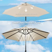 Outsunny Toldo de Substituição para Chapéu de Sol de 3 m Toldo de Reposição para Chapéu de Sol com Ventilação Superior Proteção UV 50+ Caqui(m-7)