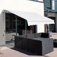 Outsunny Toldo Manual Retráctil 350x250 cm Toldo para Balcón con Manivela de Metal Impermeable y Anti-UV Toldo Enrollable de Exterior para Jardín Terraza Ventanas Blanco(m-2)