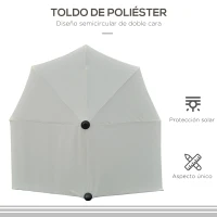 Outsunny Parasol de Terraza 200x190x240 cm con Manivela Poste de Acero y Base Cruzada Anti-UV para Terraza Balcón Crema(m-5)