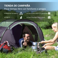Outsunny Tienda de Camping Pop-up para 1-2 Personas Impermeable 3000 mm con Bolsillos y Bolsa de Transporte 250x150x100cm Verde(m-4)