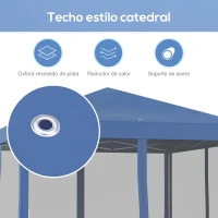Outsunny Carpa Plegable 3x3 m con 4 Paredes Laterales de Malla 8 Orificios de Drenaje Impermeable y Bolsa de Transporte Azul(m-7)