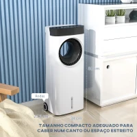 HOMCOM Climatizador 3 em 1 75W com 6 Velocidades Temporizador até 24H Depósito de 6,5 L Oscilação de 60º 34x25,5x80 cm Branco(m-3)