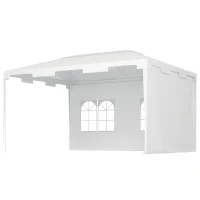 Outsunny Tenda de Jardim 395x295x255 cm  Tenda de Exterior com 2 Paredes Laterais 2 Janelas Anti-UV para Pátio Varanda Branco(m-11)