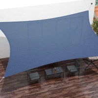 Outsunny Toldo Vela Rectangular 4x6 m con Anti-UV Anillas de Acero Inoxidable y Cuerdas de Nylon para Jardín Patio Azul(m-9)