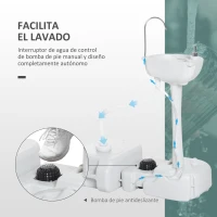 Outsunny Fregadero Portátil Lavamanos para Actividades al Aire Libre o Camping con Tanques de Recuperación de Agua 17 L Dispensador de Jabón Y 2 Ruedas HDPE 83x50x103 cm Gris Claro(m-4)